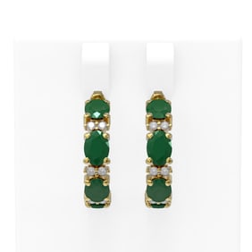 9.69 ctw Emerald & Diamond Earrings 18K Yellow Gold