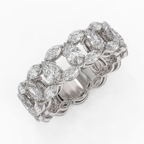 6.89 ctw Pear & Marquise Diamond Eternity Band 18K White Gold