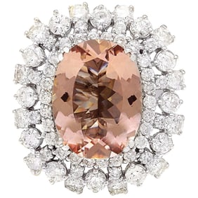 Morganite Diamond Ring 14K White Gold