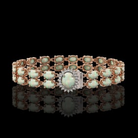 17.42 ctw Opal & Diamond Bracelet 14K Rose Gold