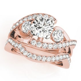 2.54 ctw Certified VS/SI Diamond Bypass 2pc Wedding Set 14k Rose Gold