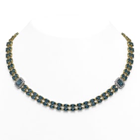 37.96 ctw London Topaz & Diamond Necklace 14K Yellow Gold