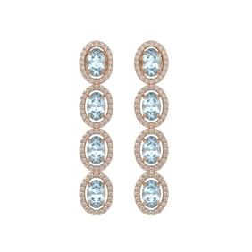 4.68 ctw Aquamarine & Diamond Micro Pave Halo Earrings 10k Rose Gold