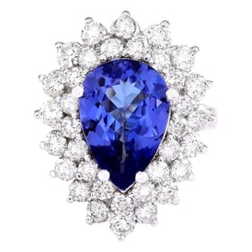 6.21 CTW Tanzanite 18K White Gold Diamond Ring