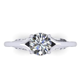 1 ctw Solitaire Certified VS/SI Diamond Ring Art Deco 14k White Gold
