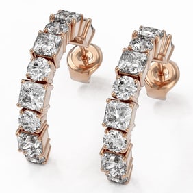 3.9 ctw Princess Cut Diamond Designer Earrings 18K Rose Gold