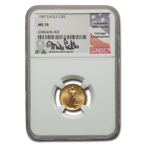 1987 1/10 oz American Gold Eagle MS-70 NGC (Castle)
