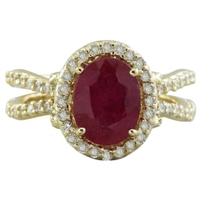 Natural Ruby Diamond Ring In 14