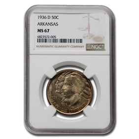1936-D Arkansas Centennial Commemorative Half Dollar MS-67 NGC