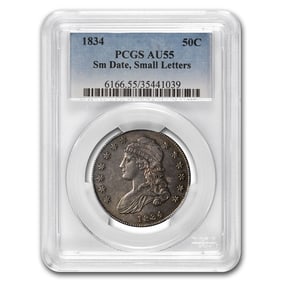 1834 Bust Half Dollar AU (Sm Date, Sm Letters)
