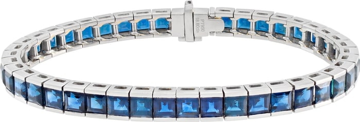 Sapphire tennis bracelet set in platinum.