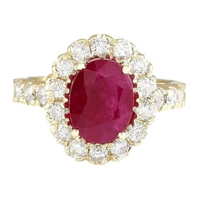 Natural Ruby Diamond Ring In 14