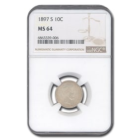 1897-S Barber Dime MS-64 NGC