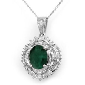 5.35 ctw Emerald & Diamond Pendant 18k White Gold