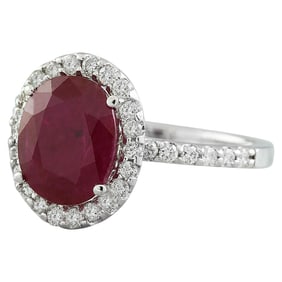 Ruby Diamond Ring 14K White Gold