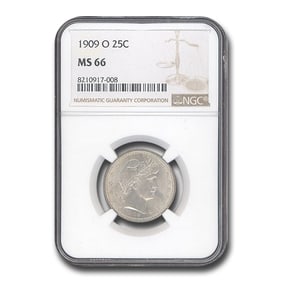 1909-O Barber Quarter MS-66 NGC