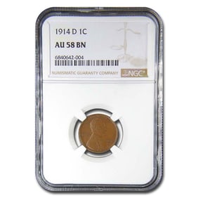 1914-D Lincoln Cent AU-58 NGC (Brown)