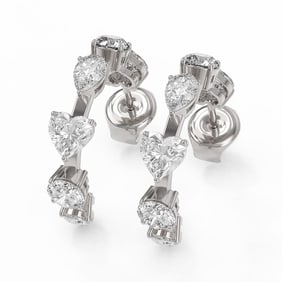4.2 ctw Mix Cut Diamonds Designer Earrings 18K White Gold