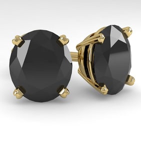 18.0 ctw Oval Black Diamond Stud Designer Earrings 18k Yellow Gold