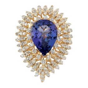 Exquisite Natural Tanzanite Diamond Ring In