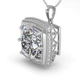 1 ctw VS/SI Cushion Cut Diamond Necklace Art Deco 18k White Gold