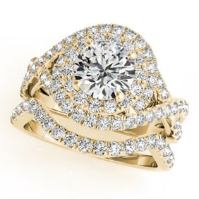 2.01 ctw Certified VS/SI Diamond 2pc Wedding Set Halo 14k Yellow Gold