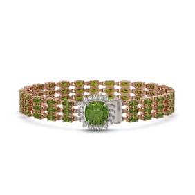 28.56 ctw Tourmaline & Diamond Bracelet 14K Rose Gold