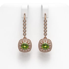 4.5 ctw Tourmaline & Diamond Victorian Earrings 14K Rose Gold
