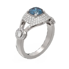 2.18 ctw Intense Blue Diamond Ring 18K White Gold
