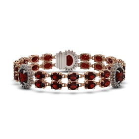 32.15 ctw Garnet & Diamond Bracelet 14K Rose Gold