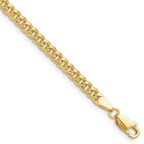 14K Yellow Gold 3.5mm Semi-Solid Miami Cuban Chain - 7 in.