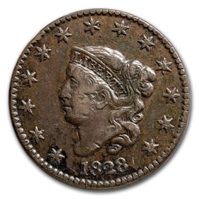 1828 Large Cent Lg Date VF