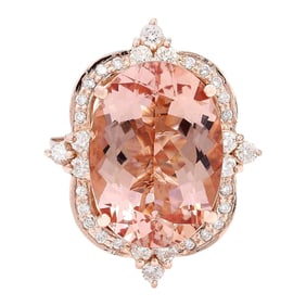Morganite Diamond Ring 14K Rose Gold
