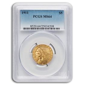 1911 $5 Indian Gold Half Eagle MS-64 PCGS
