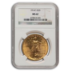 1914-S $20 St Gaudens Gold Double Eagle MS-62 NGC