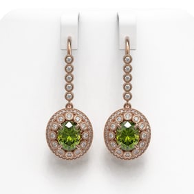 8.45 ctw Tourmaline & Diamond Victorian Earrings 14K Rose Gold
