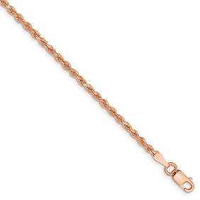 14k Rose Gold 2 mm Diamond Cut Rope Chain - 7 in.