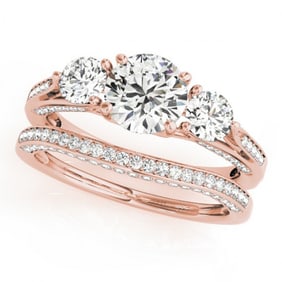 2.05 ctw VS/SI Diamond 3 Stone 2pc Wedding Set 14k Rose Gold