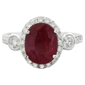 Ruby Diamond Ring 14K White Gold