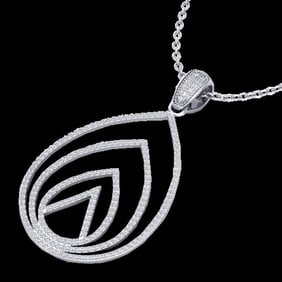 1.25 ctw Micro Pave VS/SI Diamond Designer Necklace 18k White Gold