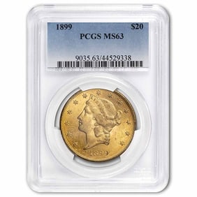 1899 $20 Liberty Gold Double Eagle MS-63 PCGS