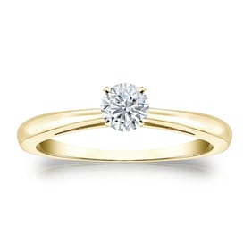 Natural 0.33 CTW Diamond Solitaire Ring 14K Yellow Gold