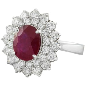 Natural Ruby Diamond Ring In 14