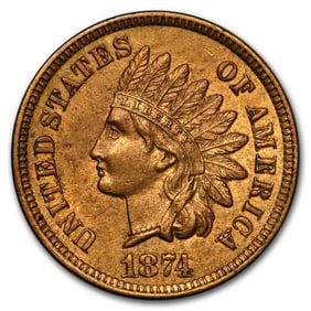 1874 Indian Head Cent AU