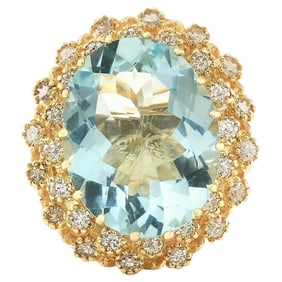Aquamarine Diamond Ring In 14 Karat