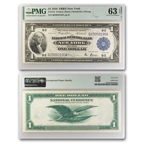 1918 (B-New York) $1.00 FRBN CU-63 EPQ PMG (Fr#712)