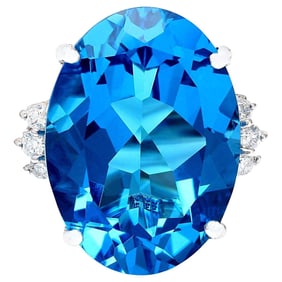 23.15 CTW Topaz 14K White Gold Diamond Ring