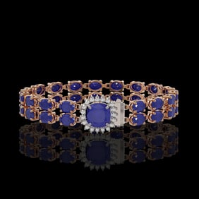 19.85 ctw Sapphire & Diamond Bracelet 14K Rose Gold