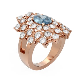 6.22 ctw Blue Topaz & Diamond Ring 18K Rose Gold