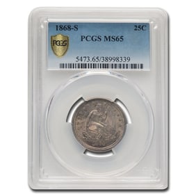 1868-S Liberty Seated Quarter MS-65 PCGS